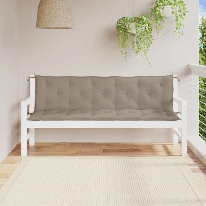VidaXL Set of 2 Garden Bench Cushions, Bench Cover with String Ties, Waterproof Outdoor Cushion, Taupe 361724
