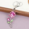 Keychain Pendant Rose Flower Shape Key Holder with Multicolor Rhinestones Anti-Oxidation Lobster Clasp Keyring Backpacks Car Accessory