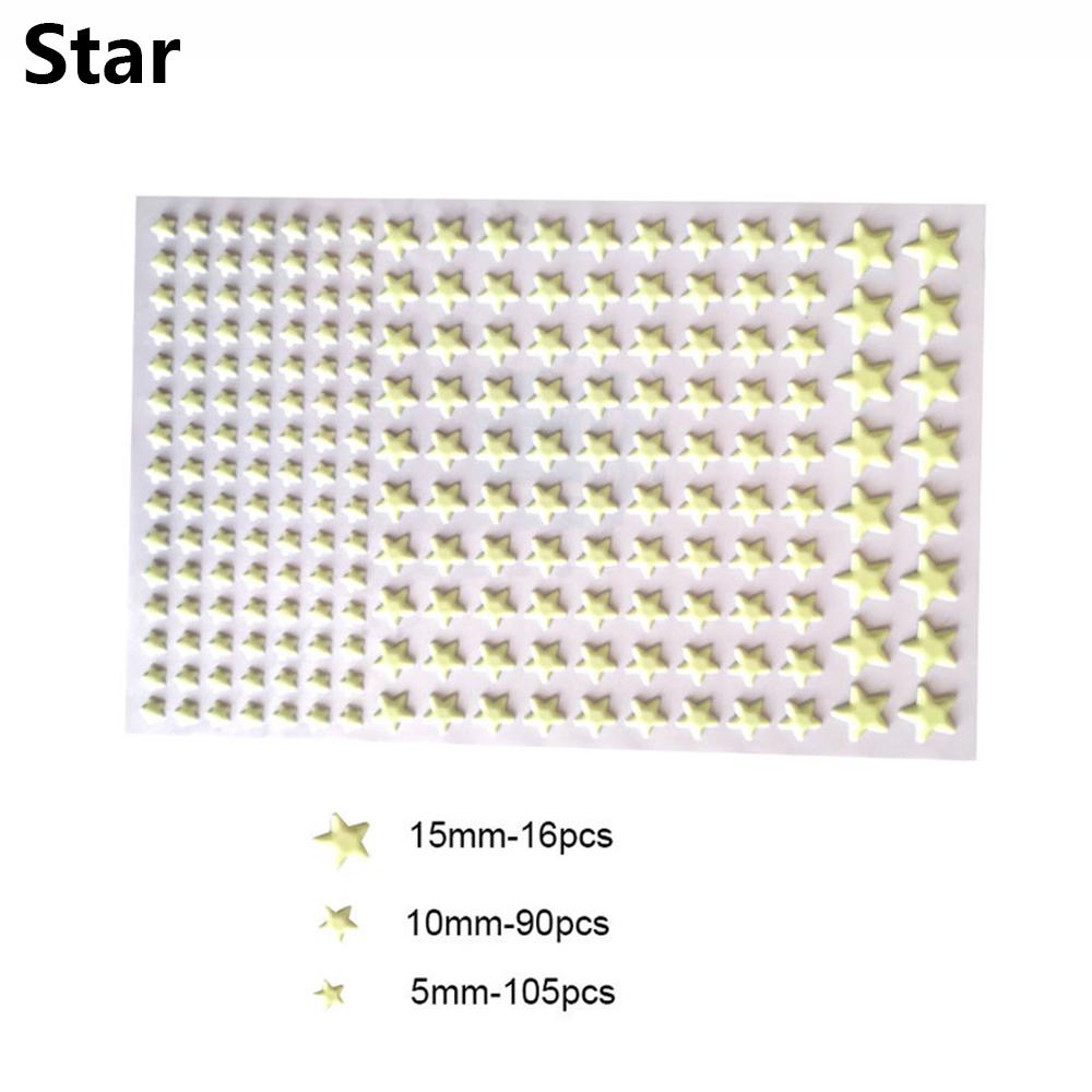 202Pcs Fluorescent Wall Sticker Glow In Dark Decal Stickers Stars Dots Bubble 3D Bedroom Ornament  Luminous DIY Kids Room Decor
