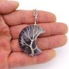 Natural Amethyst Moon Tree Of Life Pendant Necklace Handmade Crystal Fortune Tree Jewelry N512