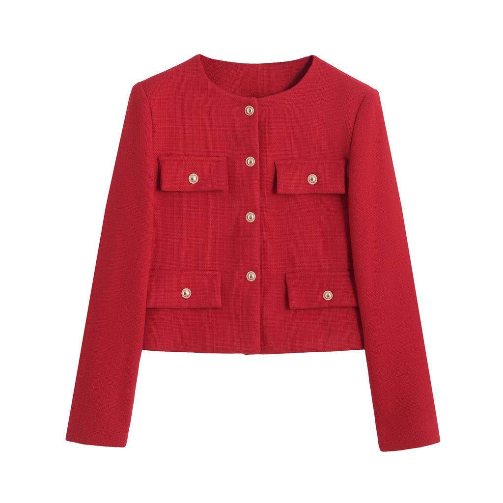 Autumn new women's style design sense fashion versatile casual button coat