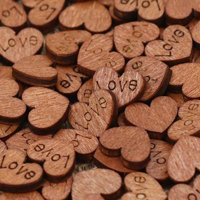100Pcs Wooden Love Heart Button Wedding Table Scatter Confetti Decoration Crafts