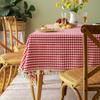 Christmas Red Checkered Tablecloth Geometric Linen Blend Table Cover Dining Room