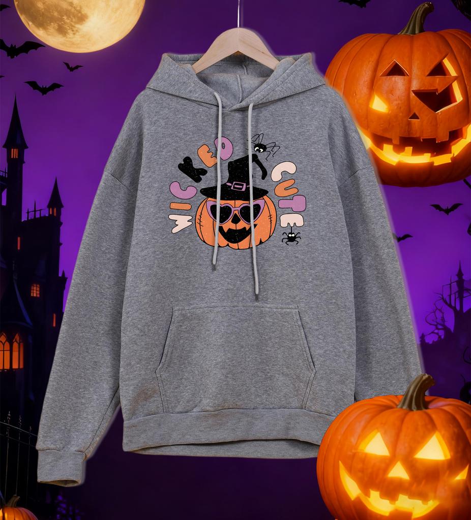 Halloween Wicked Cute Pumpkin Head Print Men Hoodie Hip Hop Loose Streetwear All-Match Fleece Hoody Autumn Multicolor Sportswear