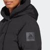 adidas W Big Baffle C Solid Logo Hooded Loose Mid-Length Puffer Jacket Women Outerwear Black HN9937