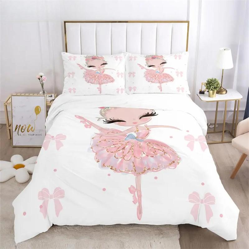 Cartoon Ballet Girl 3D Printed Bedding Set Duvet Covers Pillowcases Comforter Bedding Set Bedclothes Duvet Cover