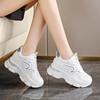 Fashion Women's Mixed Color High-heeled Sneakers Breathable Mesh Heightening Vulcanized Shoes Women's Lace-up Thick-soled Sneakers