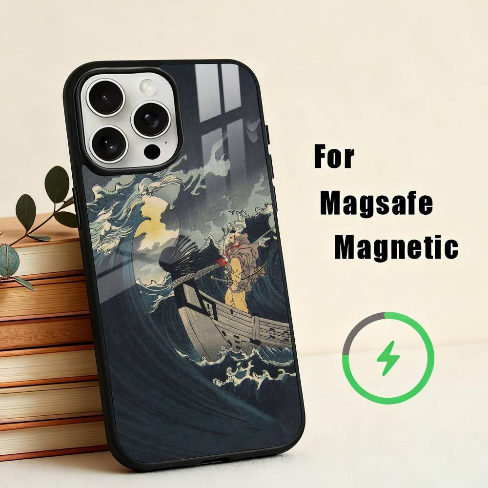 J-Japan Ukiyo-e S-Samurai Sea Phone Case For iPhone 17,16,15,14,13,12,Plus,Pro,Max for Magsafe Magnetic Wireless Charging