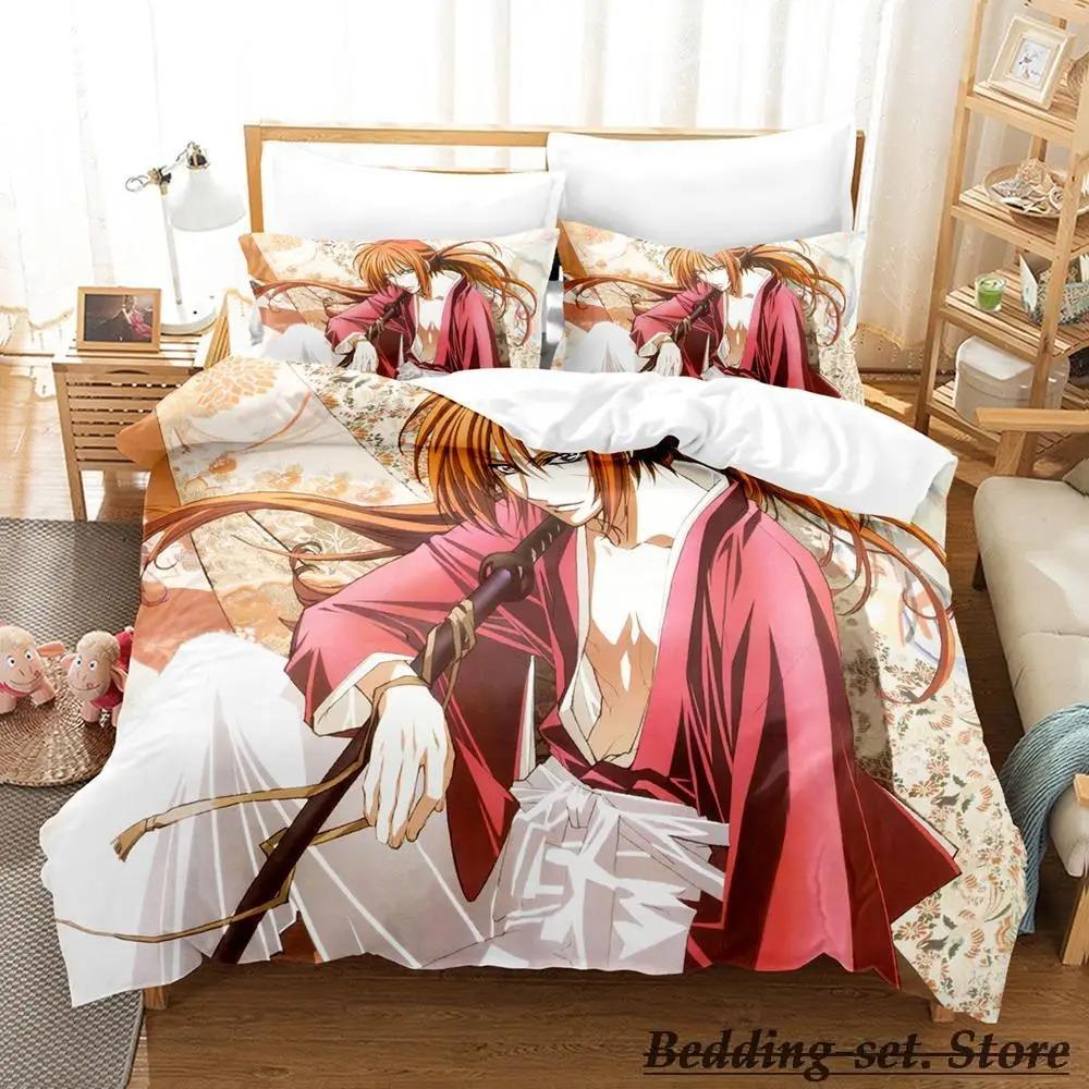 Rurouni Kenshin Bedding Set Single Twin Full Queen King Size Bed Set Adult Kid Bedroom Duvetcover Sets Anime Parure De Lit Bed
