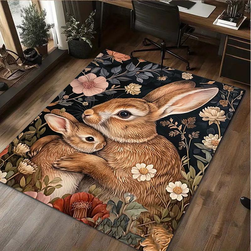 1Pc Animal Flowers Print Rug - Home Decoration Carpet For Living Room Bedroom Flooring Computer Chair Area Rug