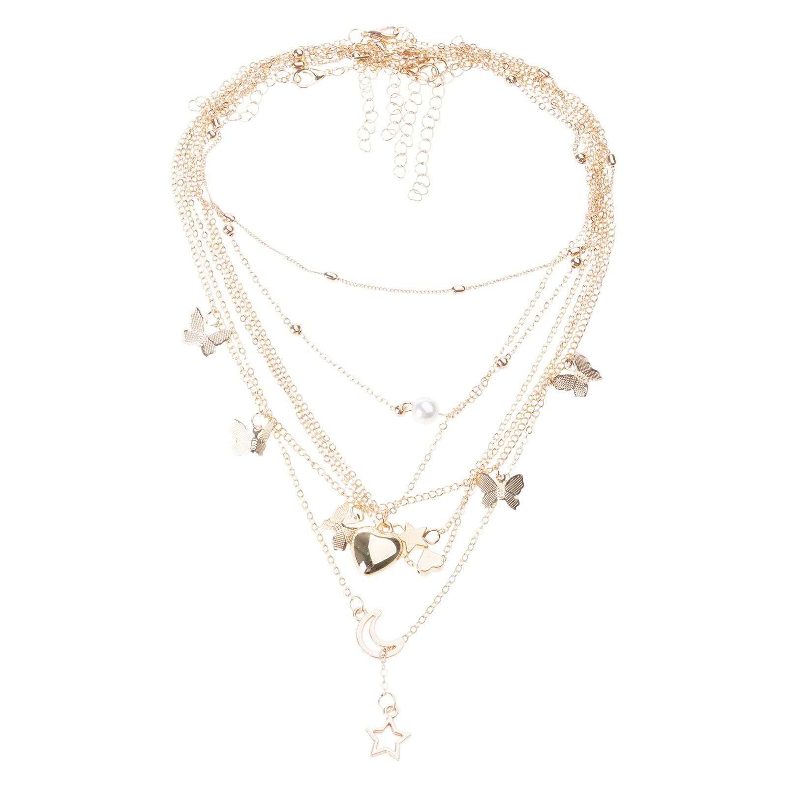 

Gold Color Butterfly Pendants Necklaces for Ladies Adjustable Length Clavicle Chain Versatile Neckchain Women Accessory 2