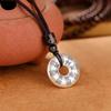 Sterling Silver Bagua Pendant Necklace with Woven Rope - Chinese Style Unisex Design