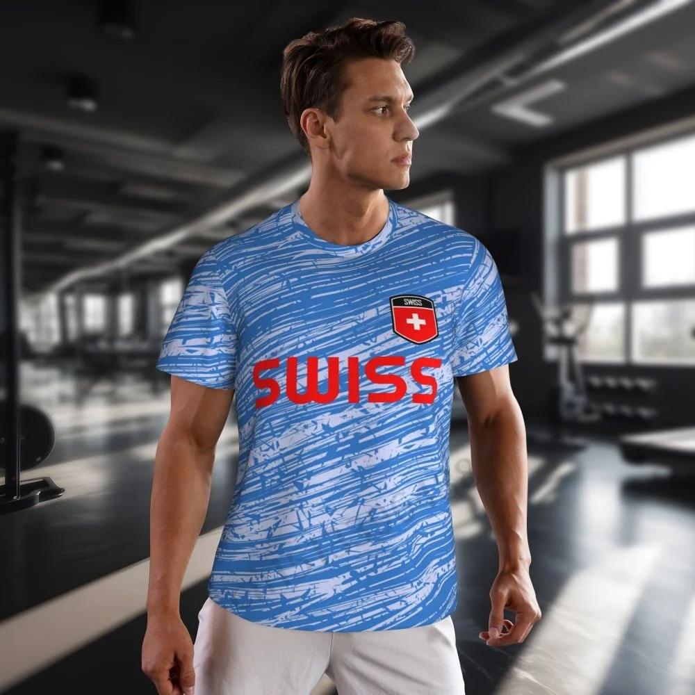 Swiss Switzerland SUISSE Soccer Football Tshirt Print 3D Flag National JERSEY CHEER Training Round Neck Unisex Men Women Sport Short Sleeve Uniform