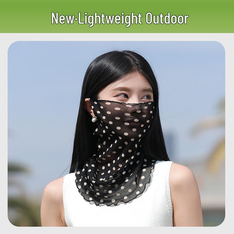 Women's Summer Face Mask: High Elastic Silk Scarf, Full Face and Neck Protection, Cycling Ear-Hanging Ice Silk Gaiter.