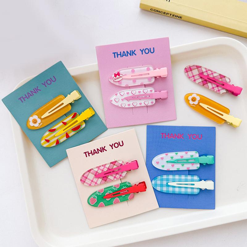 2Pcs/Pack Candy Color Hair Bang Clip Summer Hairpin No Crease Acrylic Barrette Hair Side Clamp For Girl Hair Accessories
