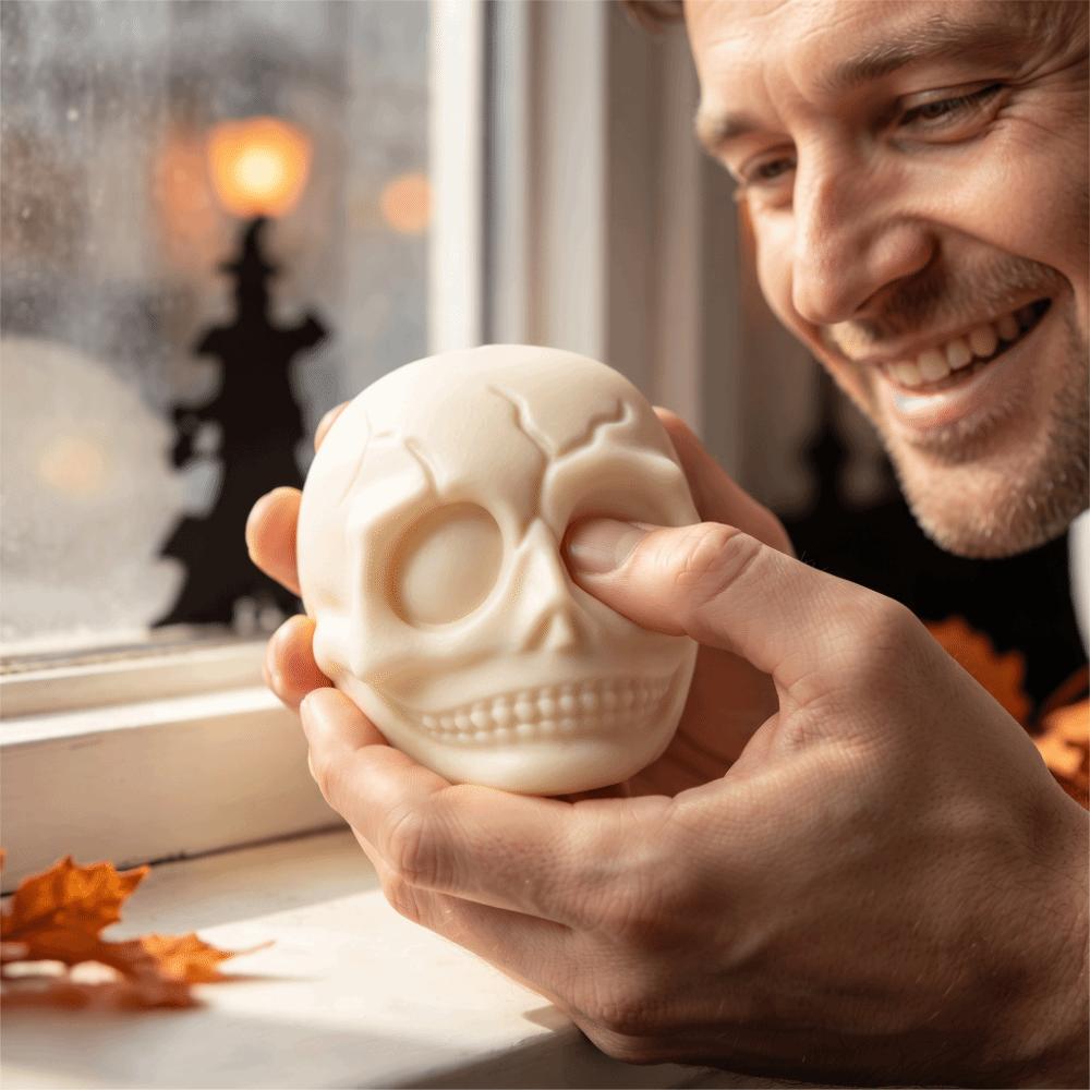 Crunchy Building Block Pumpkin Skull Ball Sound Effects Pumpkin Skull Squishy Toy Halloween