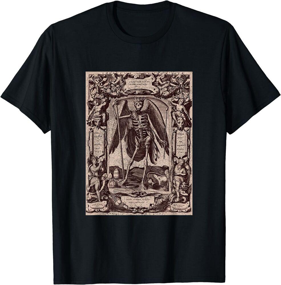 

Memento Mori Skeleton Angel Death Goth Witchy Dark Academia T-Shirt Size S-5XL Unisex T-Shirt XXXXL