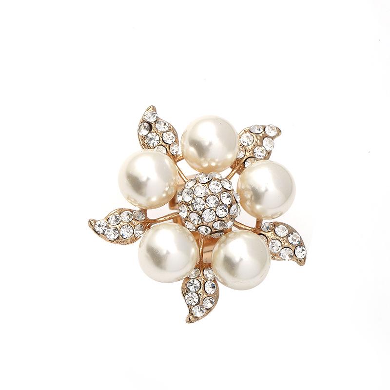 Chic Retro Luxe Rhinestone Pearl Floral Statement Ring