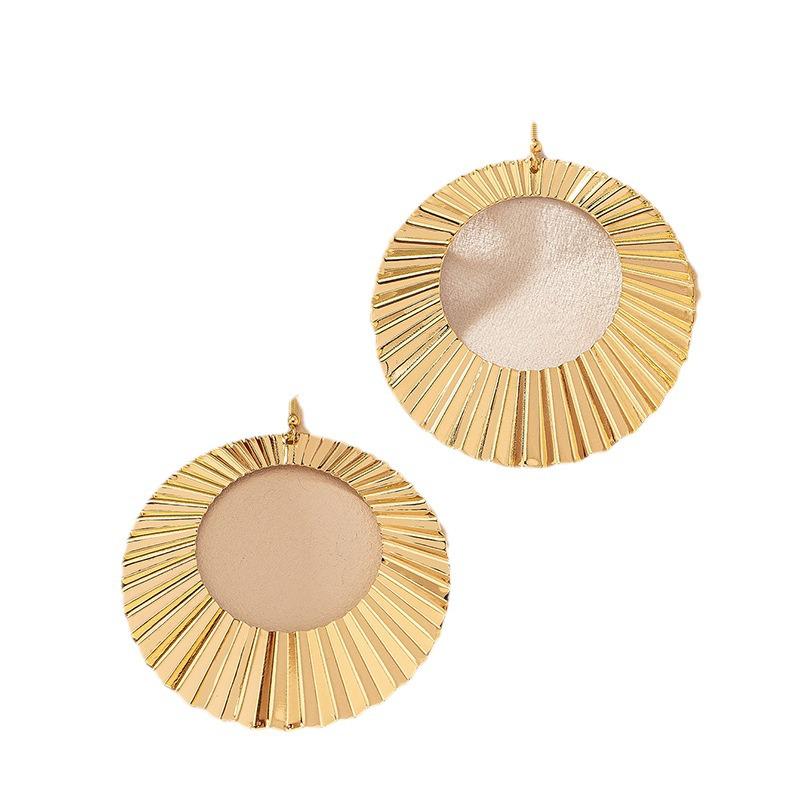 European & American Creative Design Large Irregular Pleated Circle Earrings for Women