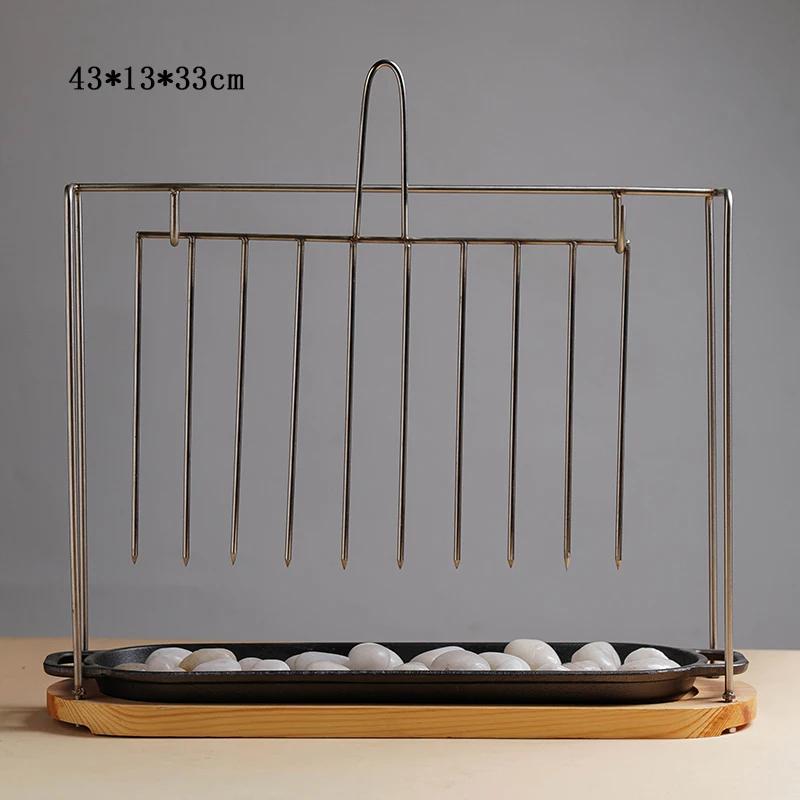 Western Style Barbecue Skewers Italian Dish Skewers and Plates Stainless Steel Skewer Rack Plate Creative Restaurant Skewers