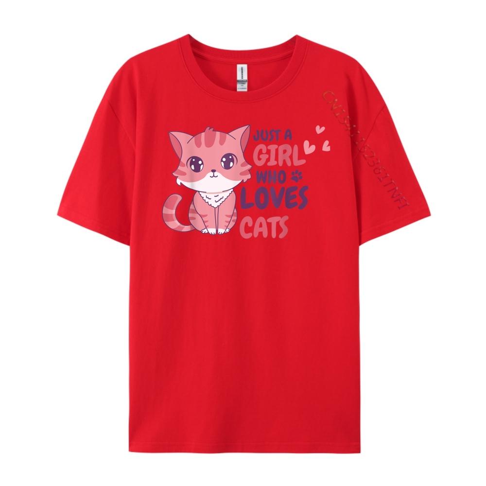 

Just A Girl Who Loves Cats Cute Cat Shirt Vintage T Shirt Men Camiseta Printing Valentines Day Gift TShirt S