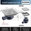 304 Stainless Steel European-Style Large Capacity Square Floor Drain with Sliding Side Drain.