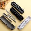 Portable Wheat Straw Tableware Set - Knife, Fork & Spoon for Outdoor & Travel, Ideal for Children & Students.