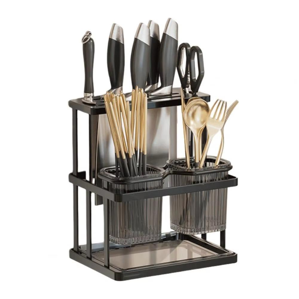 Mildew-Proof Kitchen Storage Rack Carbon Steel Cutlery Organizer Drain Rack  Countertop Storage