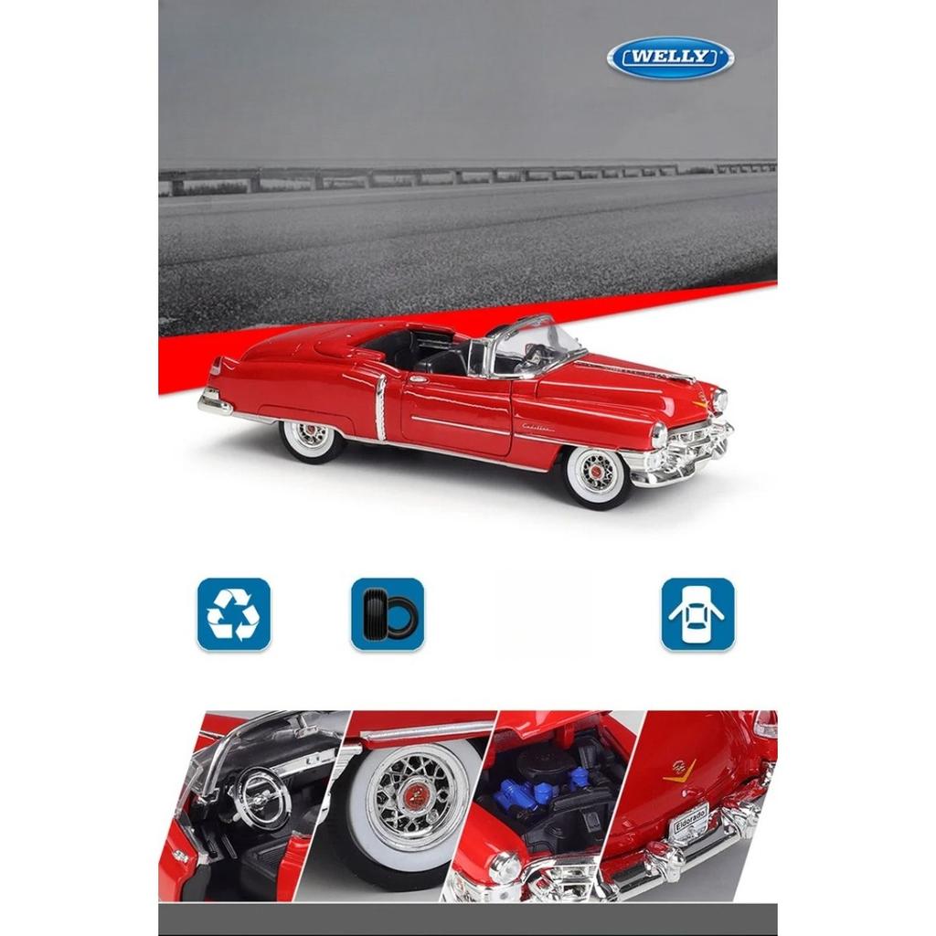 Welly Modellino Auto Sportiva Cadillac Eldorado in Lega 1/24 Metallo Pressofuso Veicoli Classici Retro Vecchi Modellino Auto Alta Simulazione Regalo per Bambini