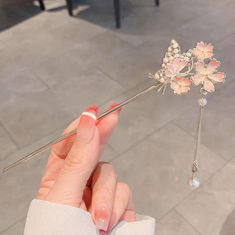 Classic Hair Stick Chinese Style Flower Hairpin Handmade Hairpins Women Chinese Hanfu Jewelry Accessories Hair Ornaments