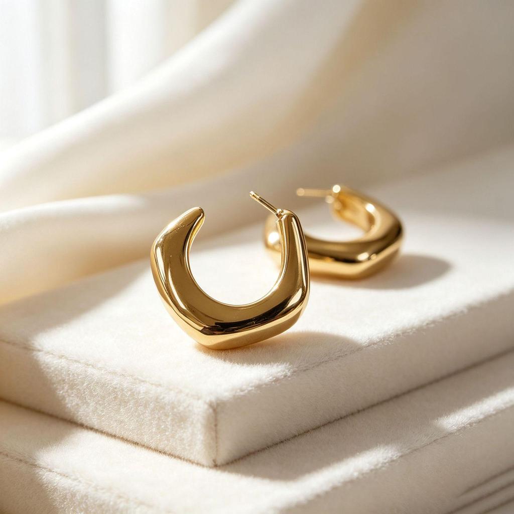 Gold Irregular Stainless Steel Stud Earrings: Elegant European & American Design with a High-End Finish