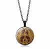 Phoenix Pattern Pendant Cabochon Vintage Jewelry Glass Necklace Chain Women Gift