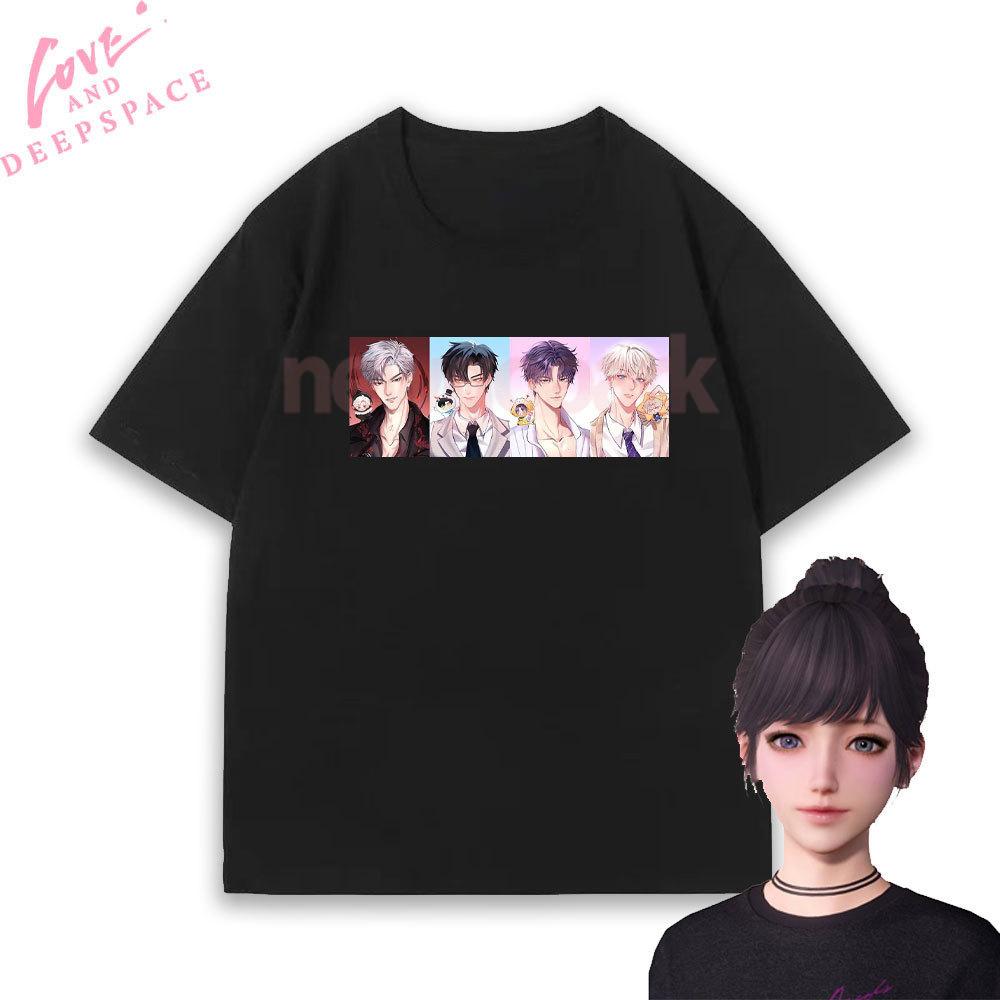 Love and Deepspace Four Main Boys Printed Tshirt Romance Otome Game Fashion Streetwear Tshirt Woman Cartoon Cotton Shortsleev