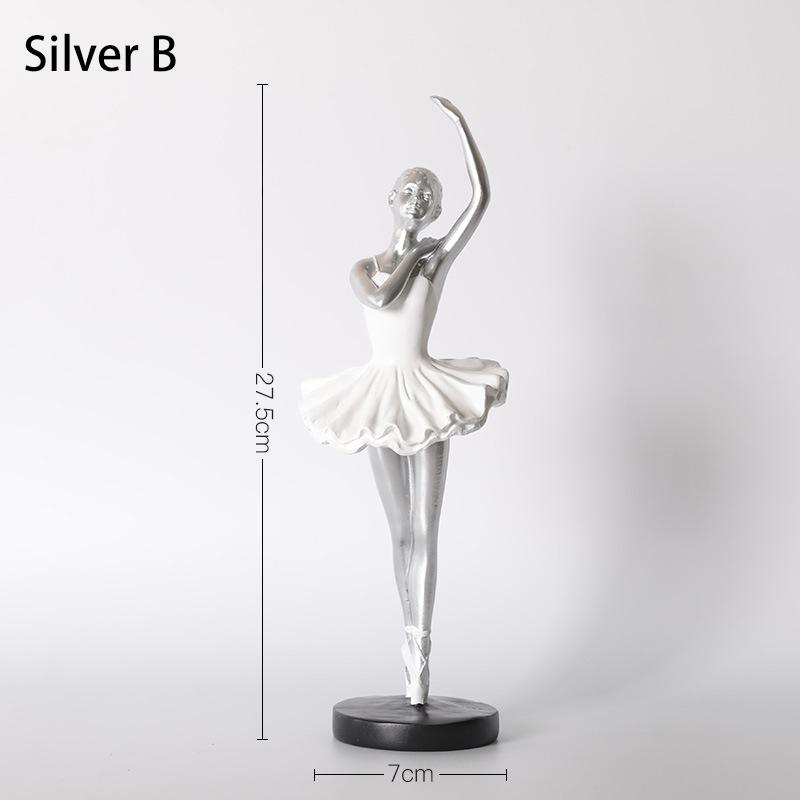 Ballet Girl Ornament Resin Handicraft Affordable Luxury Golden Silvery Desktop Living Room Ornament Modern Creativity For Gift