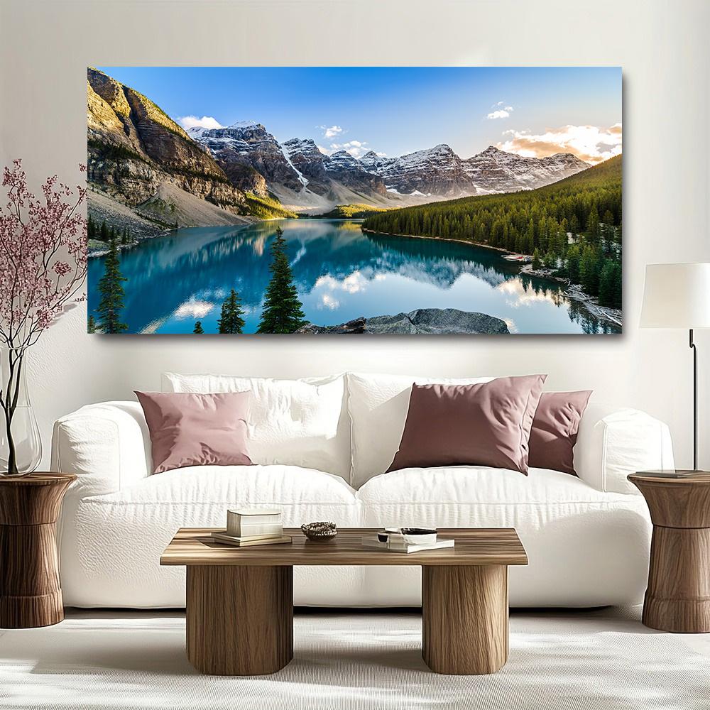 Canvas Poster Modern Art Lake Light Mountain Color Mountain Water Painting Beautiful Scenery Living Room Home Decoration