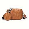 2pcs New Fashion Embroidered Shoulder Square Bag and Small Round Purse Set Casual Zipper Crossbody Bag, Small V-shaped Sling Bag