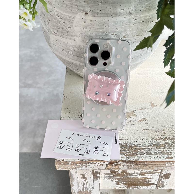 Rhinestone Polka Dot Magnetic Phone Holder for iPhone 17/16 Pro Max/15/14 Cases