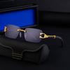 Retro Sunglasses Men'S Imitation Wood Grain Glasses Legs Sunglasses Personalized Rimless Design Glasses Sunglasses