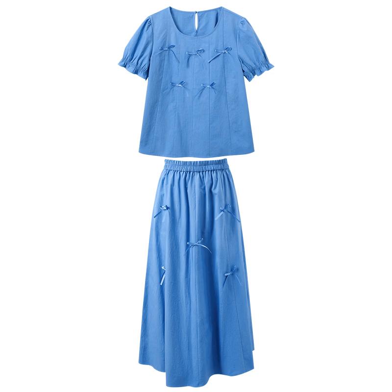 Sancai Women s 100% Cotton Plus Size Top & Skirt Set M