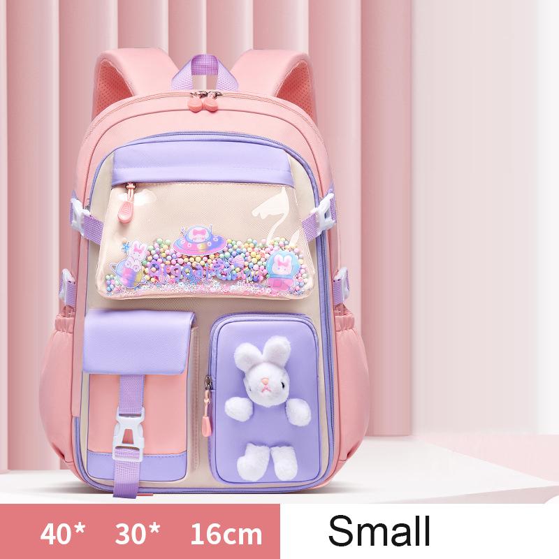 Grundschulrucksack 1.-5. Klasse Niedliche bunte Schultasche für Mädchen Wasserdicht Große Kapazität Cartoon-Hase Mochila Escolar