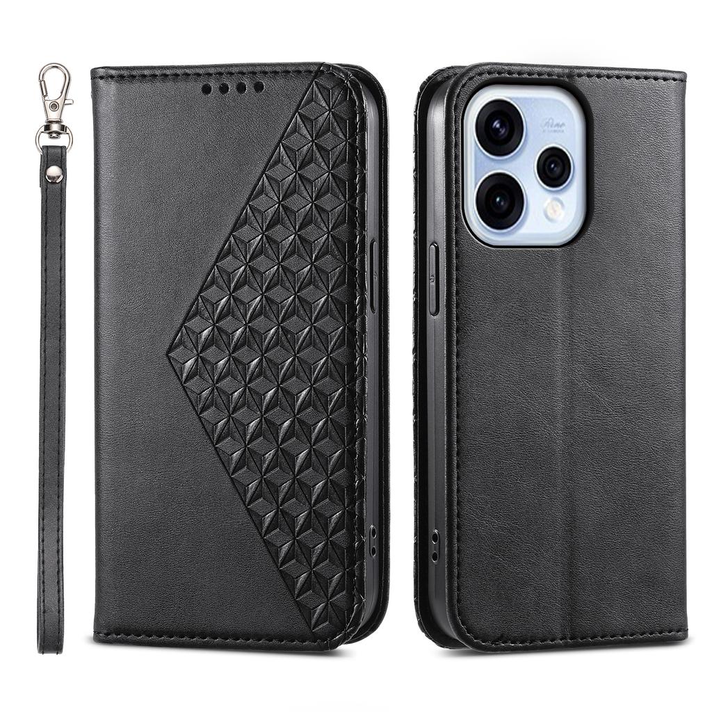 Dla Oppo Reno15 5G (Światowy) / Reno15c 5G (Chiny) Etui Portfelowe z PU Skóry Cielęcej Teksturowanej z Paskiem na Nadgarstek