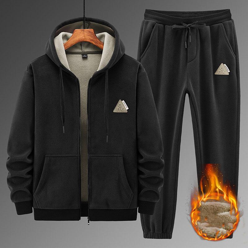 Men's Winter Sports Set Warm Hoodie Wool Fitness Sportswear