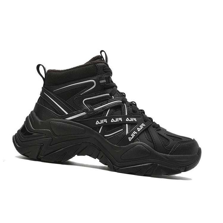 FILA Sofia 1S Fishbone Shoes Trendy Versatile Plush Shock Absorbing Wear Resistant Mid Top Dad Shoes Women sneaker Black F12W341118FBK