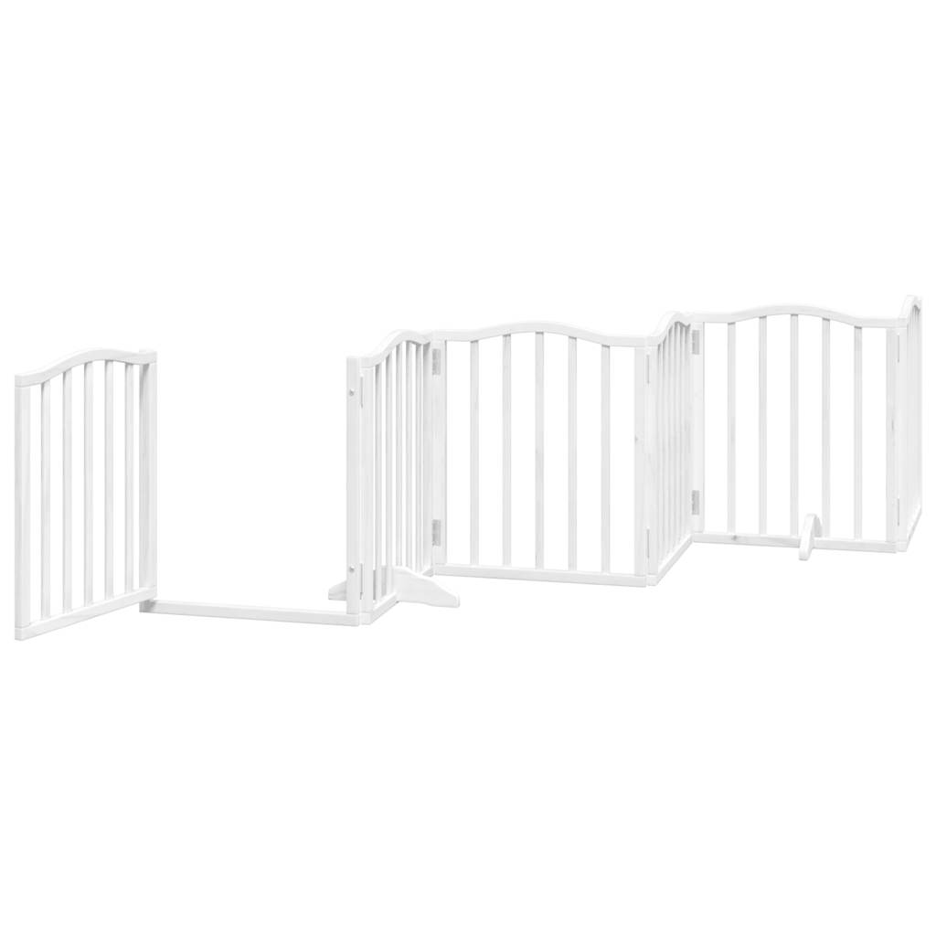 6 Piece Foldable White Dog Gate 300 cm Poplar Wood