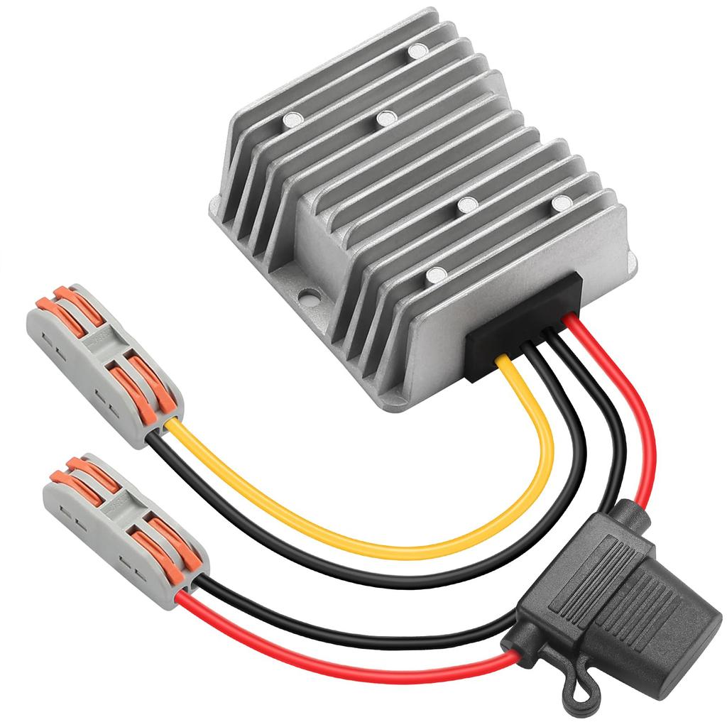 YBBOTT DC To DC 24V To 12V 20A 240W Voltage Car Power Short Circuit Waterproof Buck for Golf Cart Club Car Step-Down Converter, Converter, Protection,