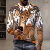 Men Plus Size Crew Neck Long Sleeve Shirt Black Gothic Skull Lion Graphic Casual Street Style Top