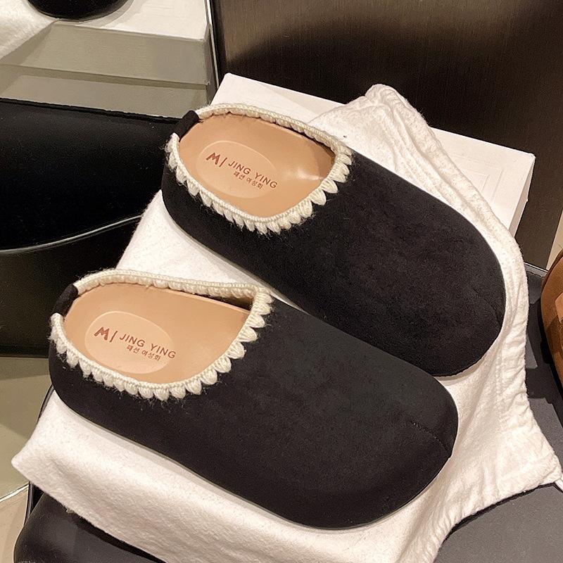 Fashion niche cotton shoes women's 2025 autumn and winter new Internet celebrity soft sole warm casual cotton slippers women