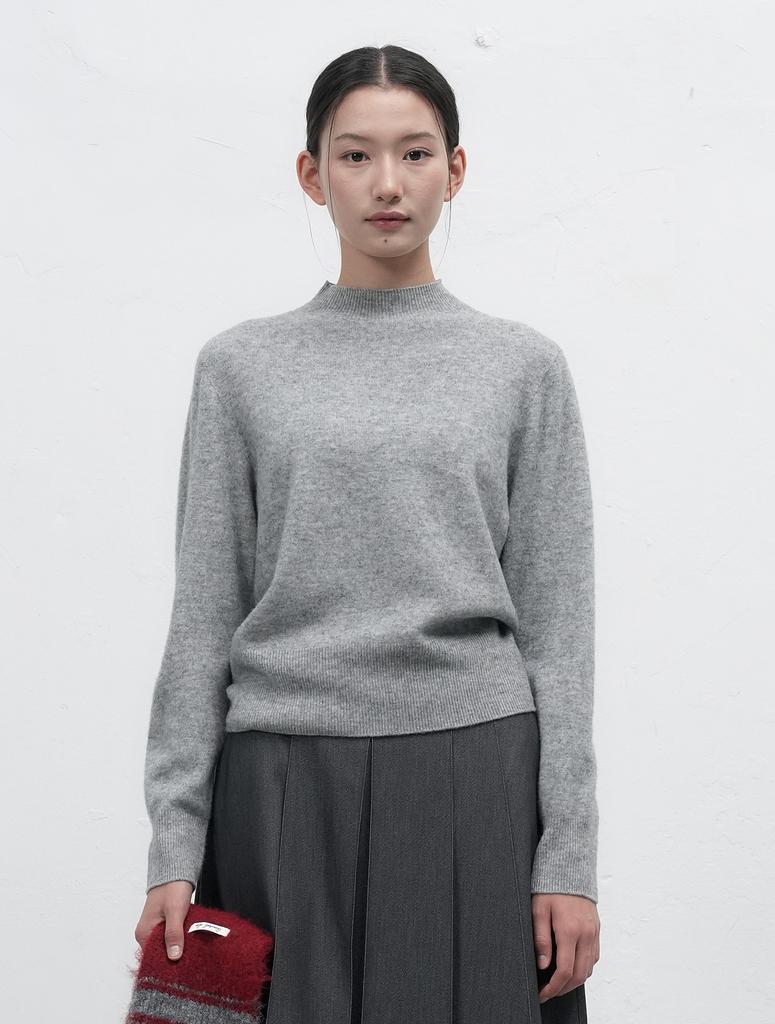 GENERALIDEA Whole Garment Wool Mock Neck Knit Pullover [Melange Grey] / Wbe4L05543