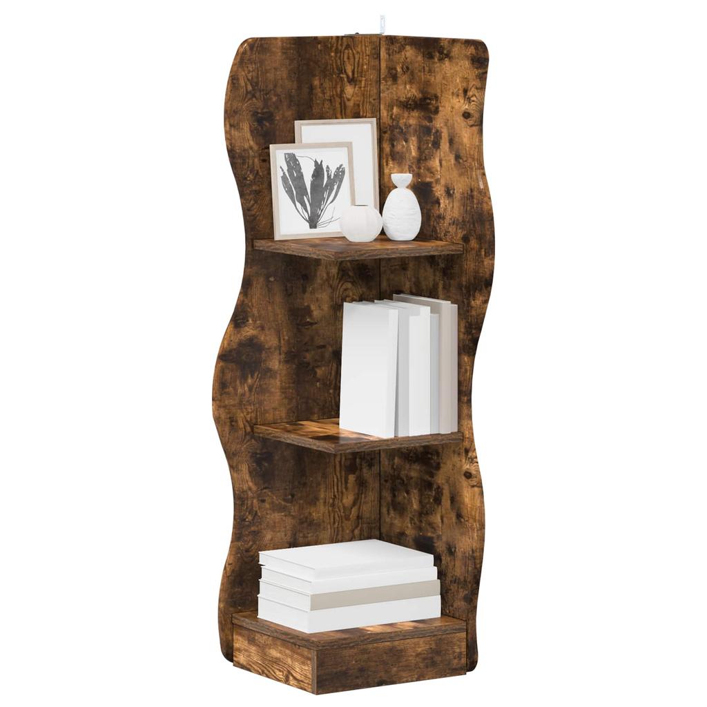 Corner Shelf Smoked Oak 34 x 33 x 102 cm Engineered Wood