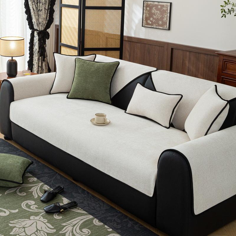 New Chenille Sofa Cushion Fixed Non-Slip Seat Cushion Four Seasons Universal Light Luxury Solid Color Sofa Cover Cover Cloth